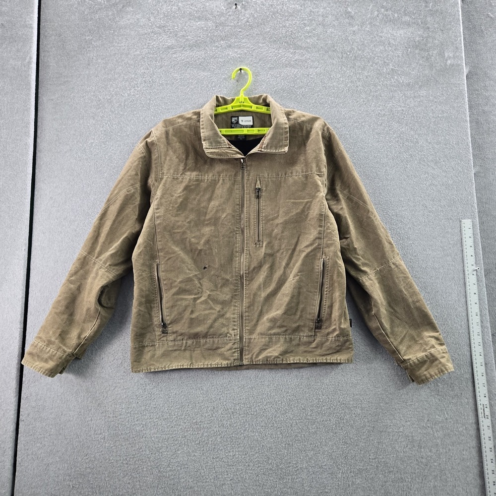 Kuhl Men Jacket XL Brown Burr Canvas Gorpcore Zipper Long Sleeve READ